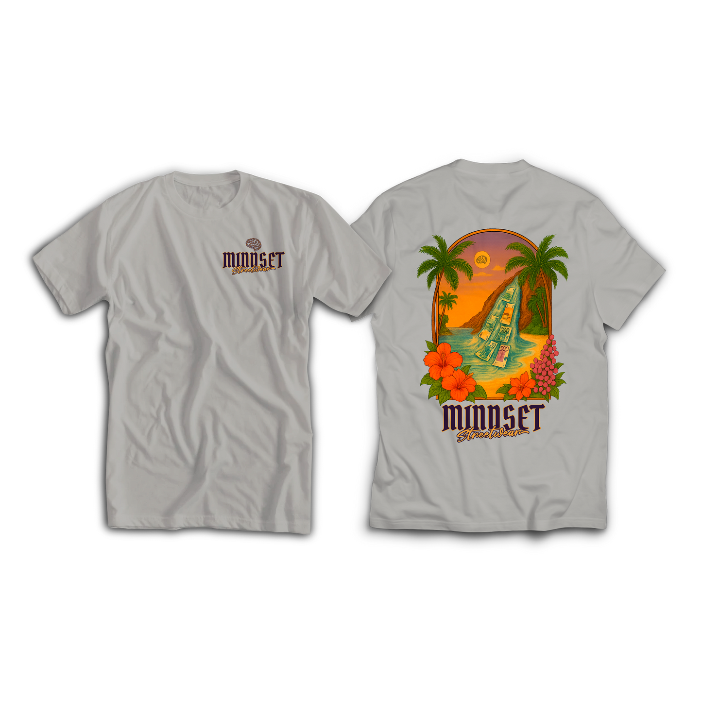 Tee-shirt MINDSET CARRIBEAN DREAM (SUNSET VERSION) Gris II