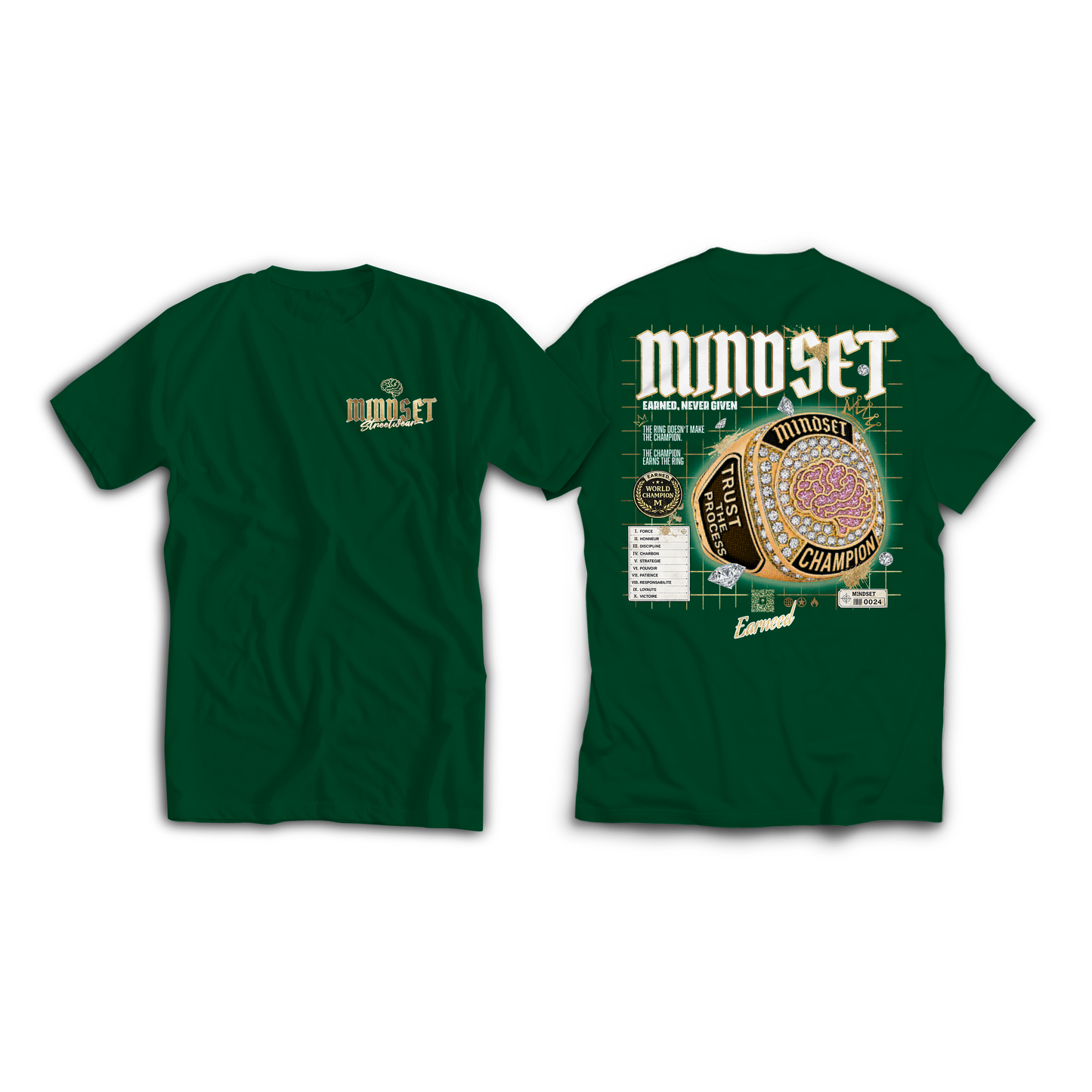 Tee-shirt MINDSET CHAMPION RING vert bouteille