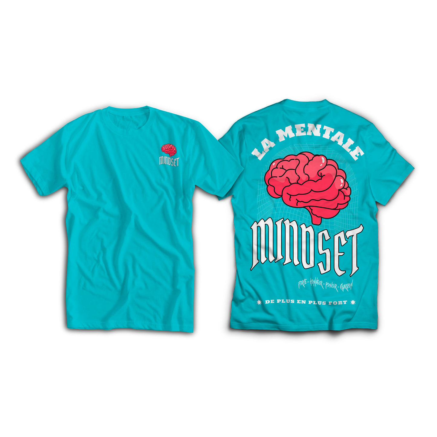 Tee-shirt MINDSET Bleu Atoll Logo Blanc