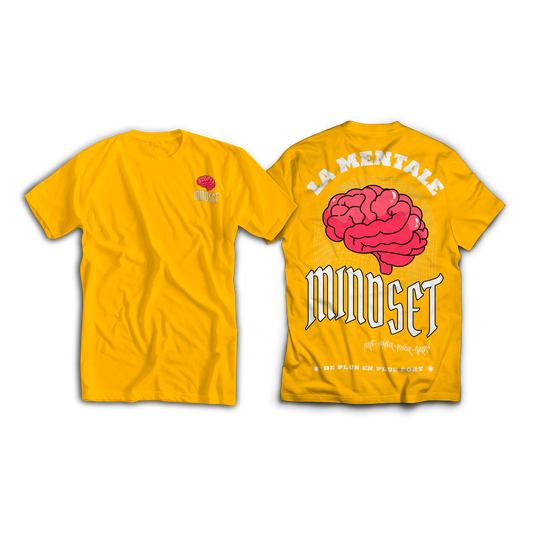 Tee-shirt MINDSET Jaune Gold Logo Blanc